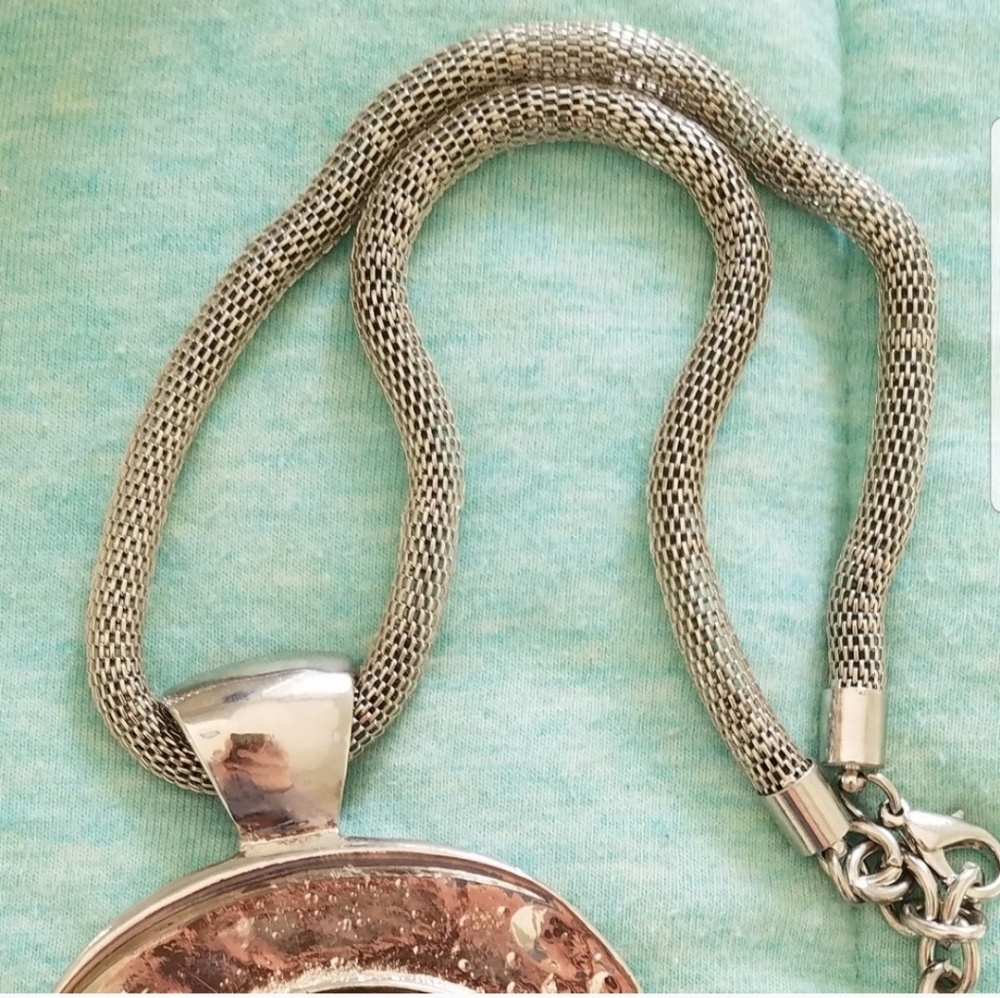 Silver and Red Large Pendant Statement Necklace - Picture 3 of 3